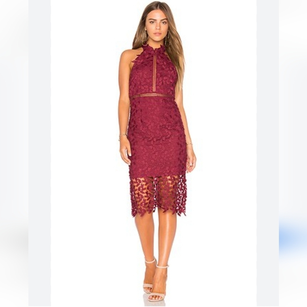 Bardot Gemma Lace Halter Burgundy Dress Size Small NWT‎